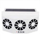 White solar car air purifier box with solar panel top and triple fan grilles, front view