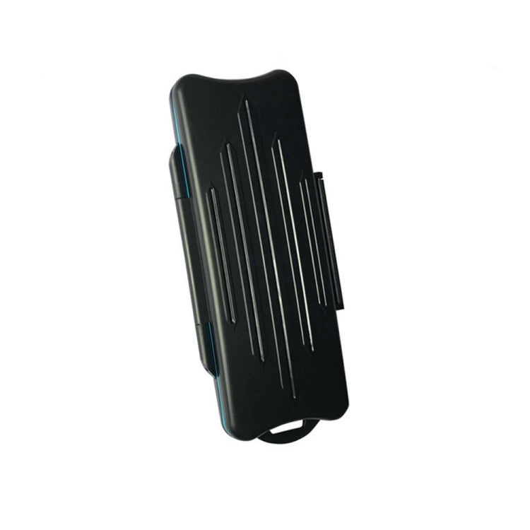 Closed black waterproof game card protective case, side view