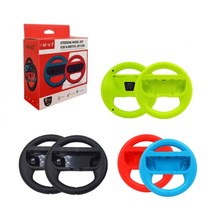 Colorful handheld steering wheel set with red, blue, green, and black grips