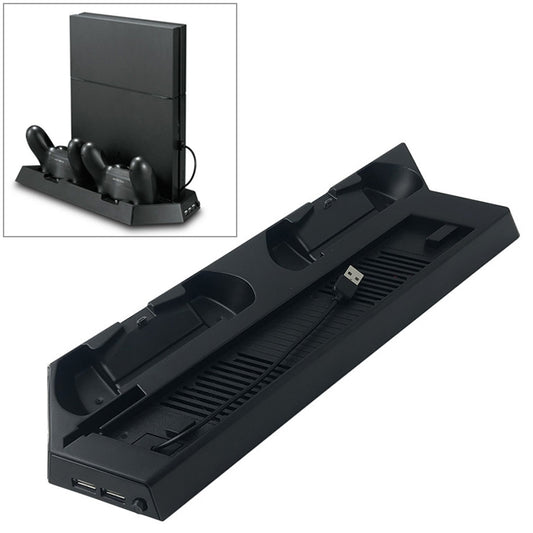 Black ultra-thin cooling fan bracket stand for game console, angled view