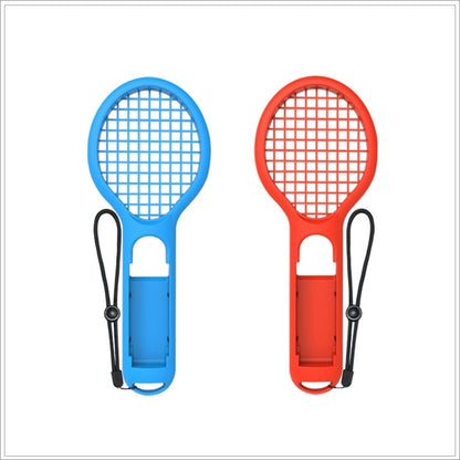 Red and blue mini tennis racket with grid head and attached game grip holder