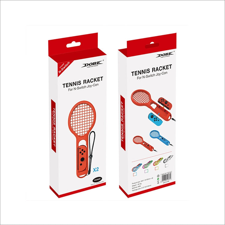 Tennis racket accessory retail boxes in red packaging for handheld game controllers