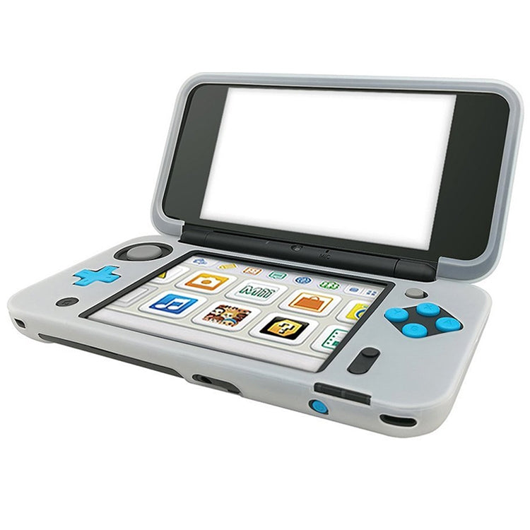 Light gray silicone protective case for NEW 2DSLL, installed over the handheld.