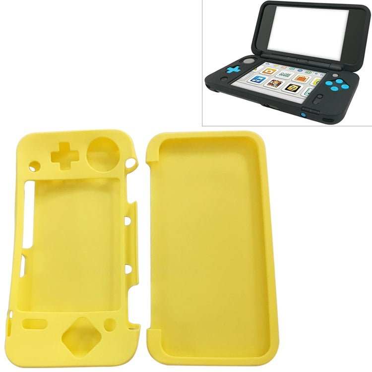 Yellow silicone protective case for NEW 2DSLL, front and back shells with button cutouts.