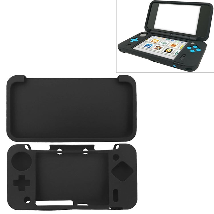 Black silicone protective case for NEW 2DSLL, front and back shells with access cutouts.
