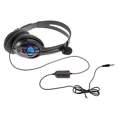 Over-ear gaming headset with inline controller and detachable boom mic