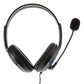 Black over-ear headphones with attached boom microphone