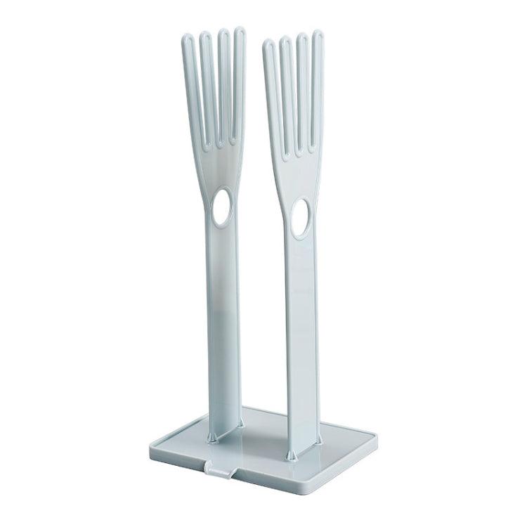 Portable glove drying rack with two slots, light blue base and posts