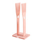 Portable glove drying rack, pink two-slot stand with flat drip tray base