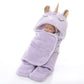 Lavender unicorn hooded baby flannel blanket wrap with matching pants