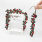 Mini rose string swing: red rose vine string bundle with green leaves