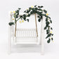 Mini rose string swing: white swing with white rose vine and gold chains