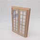 Mini dollhouse double door with window grid panes and blue glass inserts