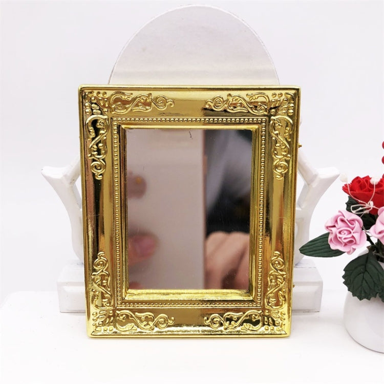 Mini wall mirror toy with gold decorative frame and square reflective mirror center
