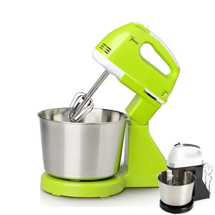 Electric hand mixer with stand, green head, stainless bowl and mixing cup