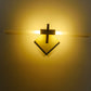 Illuminated double-headed wall lamp with gold plate and warm white LED light bar.