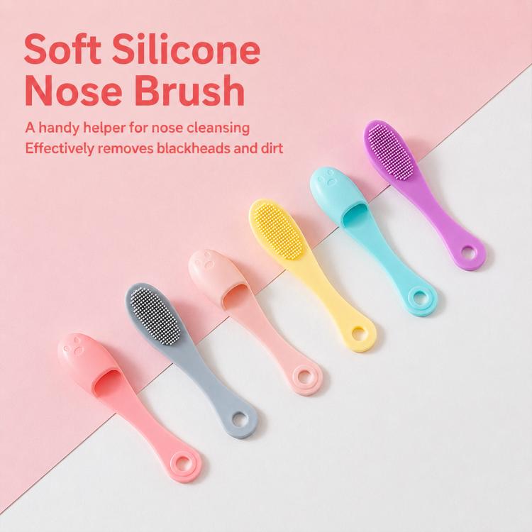 Assorted color silicone nose brushes with textured bristle tips and loop handles