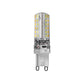 LED G9 light bulb with clear cover, white LED chips, and two-pin base