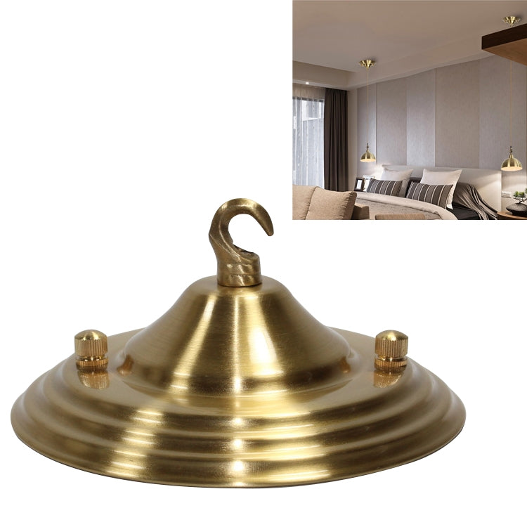 Full copper ceiling plate base with bell shade, top hook, and three mounting knobs