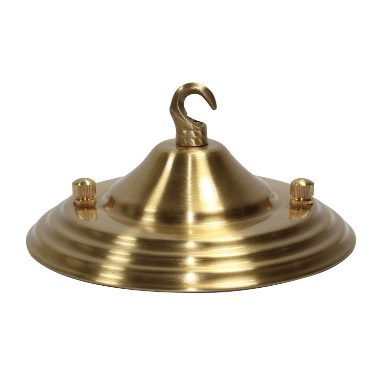 Copper bell-shaped ceiling base with top hook and three side fasteners