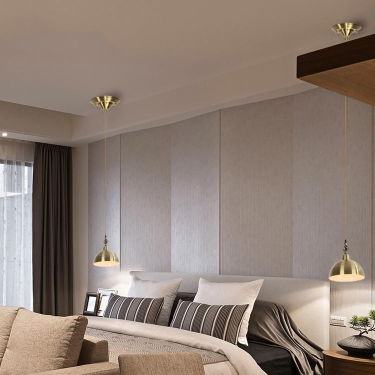 Copper pendant wall lamp shades with ceiling mounts and hanging cords