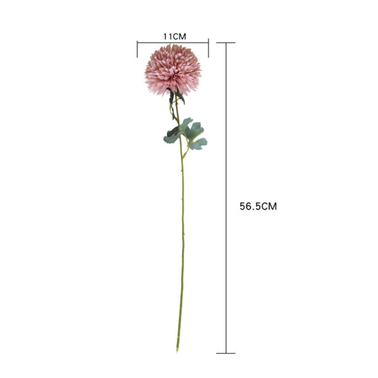 Simulated dandelion flower stem with small blush ball bloom and green leaves