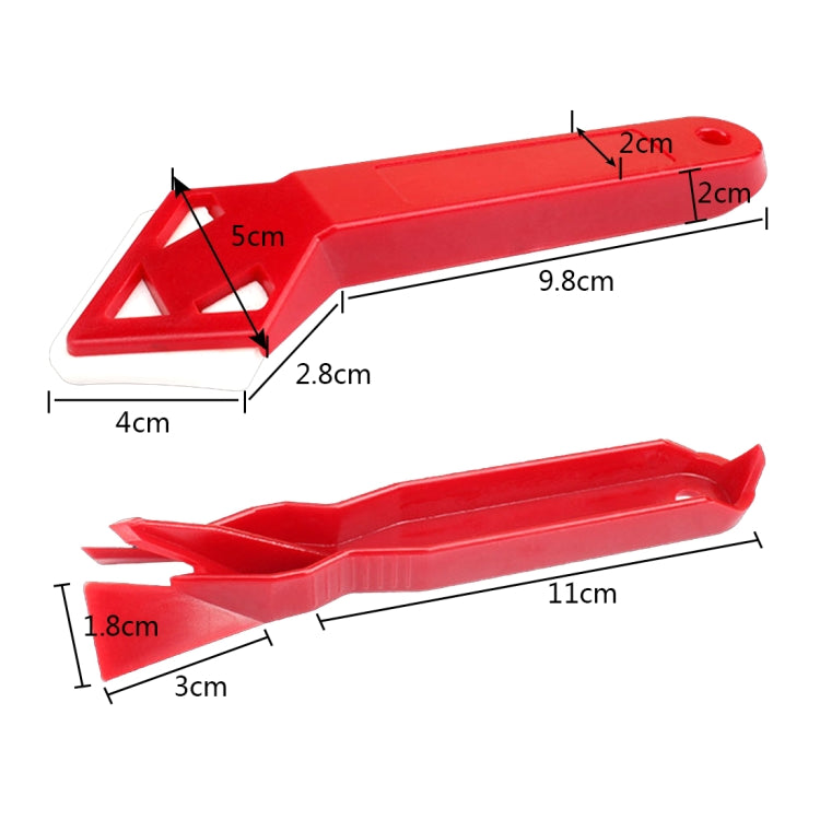 Red adhesive scraper tool dimensions, 2-piece floor cleaner scraper set