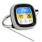 Digital touch barbecue thermometer with black body and silver frame, display showing 86