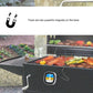 Black digital touch barbecue thermometer with silver frame and exposed magnet-backed mounting