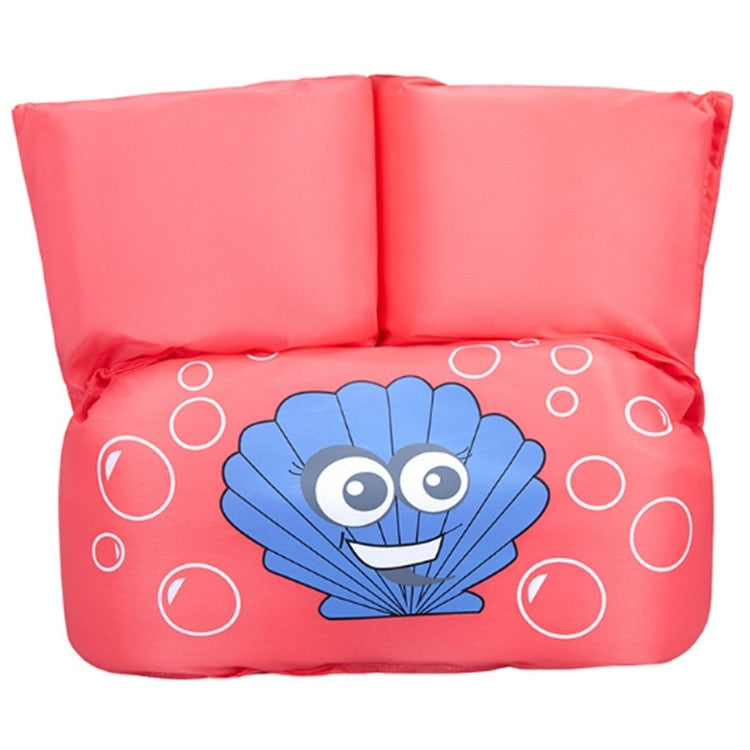 Coral-pink inflatable arm sleeves with smiling shell/sea creature graphic and bubbles
