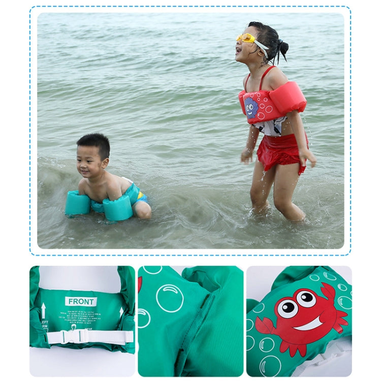 Set of children's inflatable swimming arm sleeves in teal and red with sea animal designs