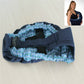Newborn cross-body baby harness strap with blue plaid ruffled lining and padded buckle belt