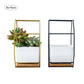 Octagonal wall planter tables with white trays, showing gold and black iron frames (no plants)