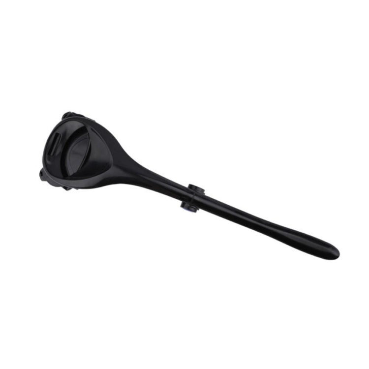 Folding long-handle back shaver with black shaving head