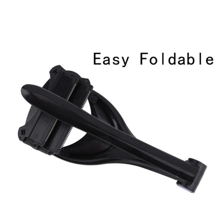 Folding back shaver with wide shaving head and long handle, black