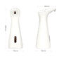 White automatic soap dispenser set, front and side view with size markers