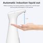 White touchless soap dispenser dispensing liquid toward a hand