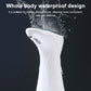 White waterproof touchless soap dispenser with water droplets on body