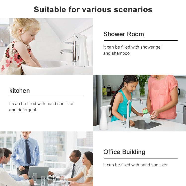 White automatic soap dispenser for bathroom, kitchen, shower, and office
