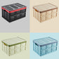 Foldable storage box available in multiple colors: black/red, beige, green, blue