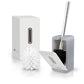 Toilet brush storage set with long handle, holder box, and two brush heads