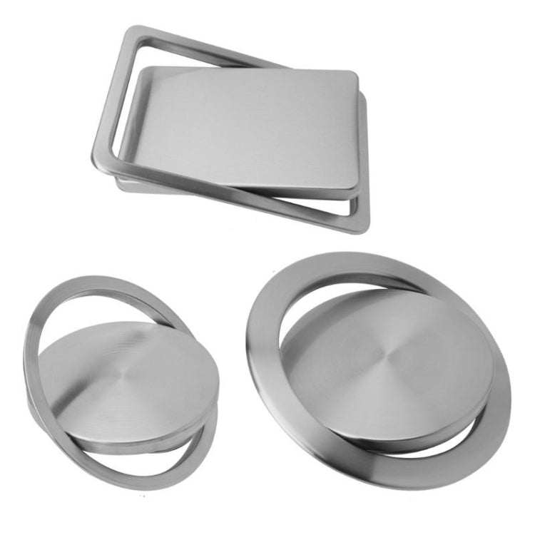 Stainless steel square swing trash can lid with matching rim and circular insert
