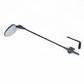 Mini bicycle rearview mirror with black arm and clip mount, oval lens