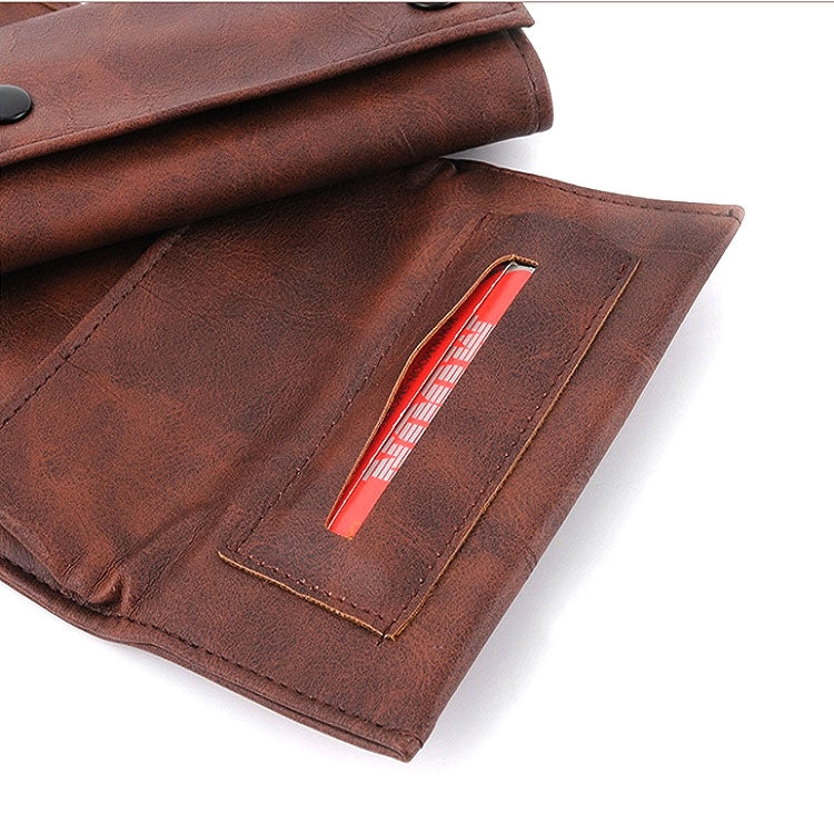 Portable PU leather tobacco storage bag, brown with inner pocket holding a red-labeled item