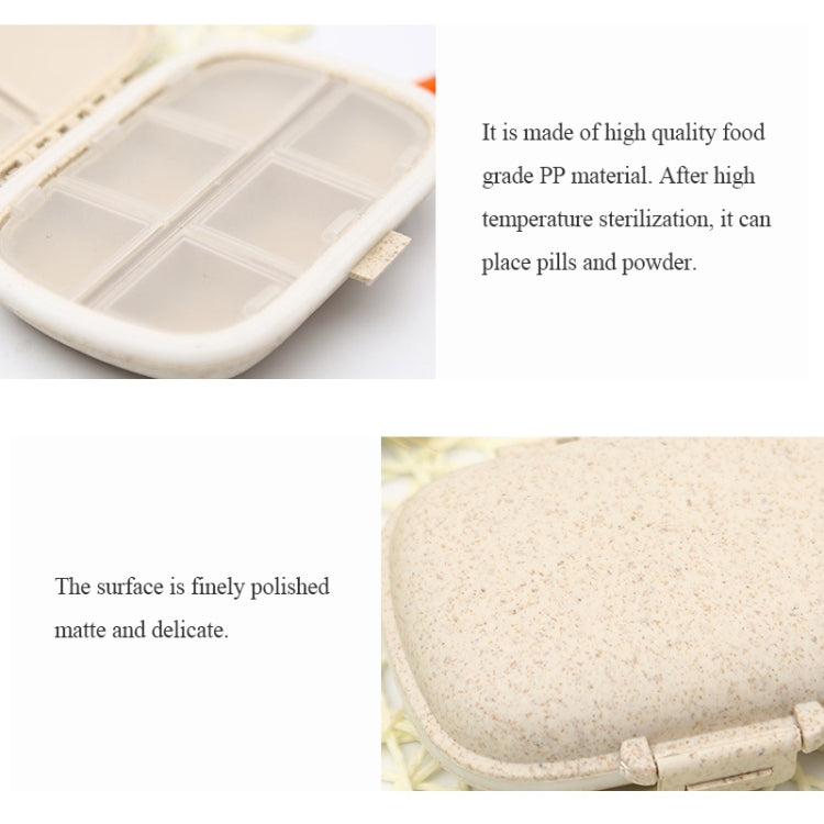 Mini straw pill box with smooth hinged lid and divided inner grid compartments