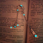 Glowing blue star bookmark chain on open book page