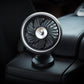 Chrome-trim car mini USB fan with black grille and silver center cap