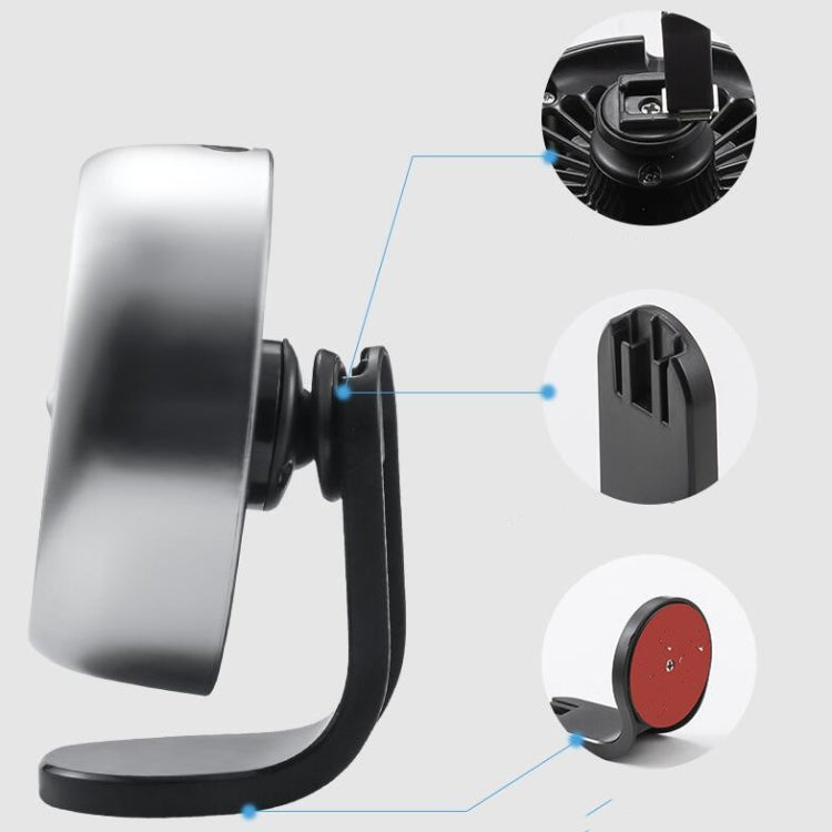 Car mini USB fan components shown: fan head, stand, and power connector