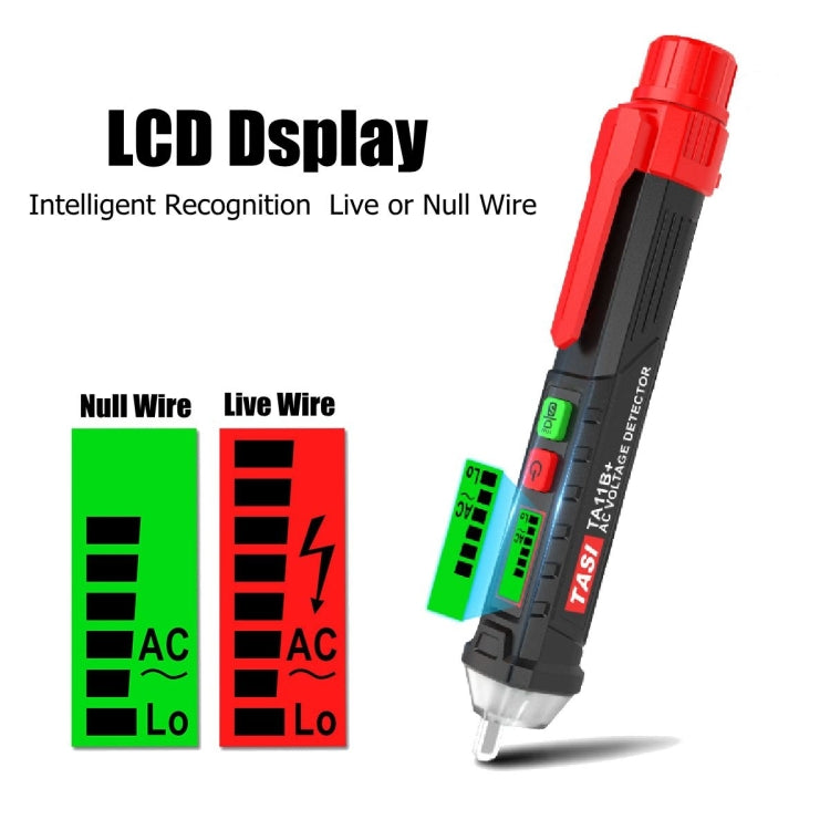 Voltage tester pen with LCD display showing live or null wire indicators