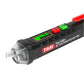 Non-contact voltage tester pen tip with green LCD bar indicator and red sensor button